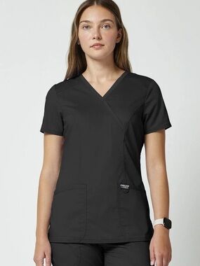 Cherokee V-Neck Wrap Scrub Top - Pewter Gray XS